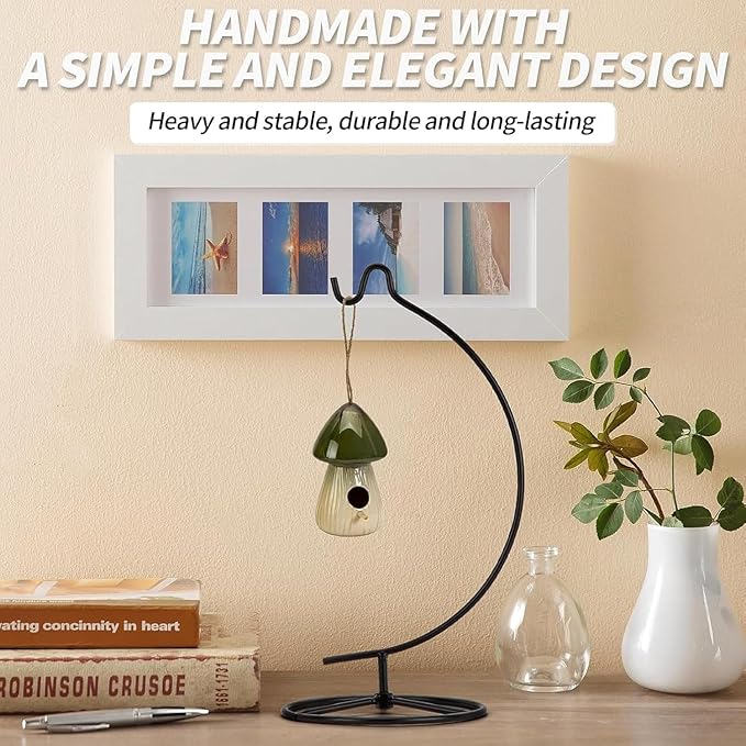 Ornament Display Stand Holder Iron Hanger Air Plant Stand Flower Pot Holder Iron Stand for Hanging Glass Globe Ball ,Christmas Wedding Ornament, Home Office Decor (Mini-Moon)