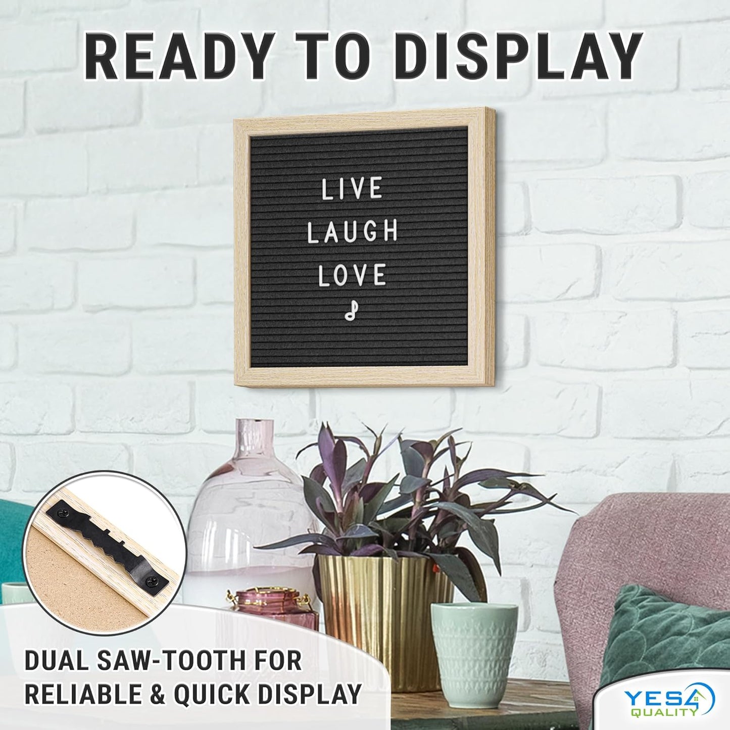 Yes4Quality Felt Letter Board - 10x10 Black Customizable Message Board with 170 Letters & Emojis for Home Decor & Office Use