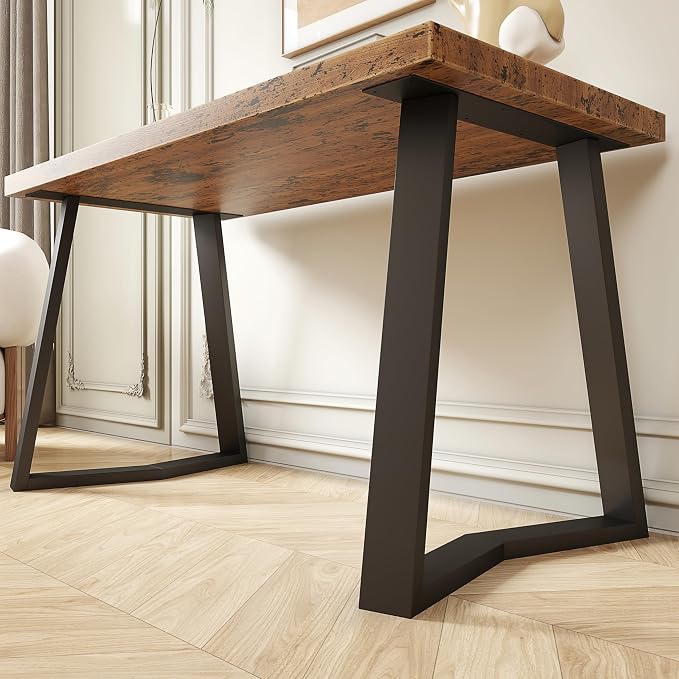 FUSHIAIPTC 28 Inch Dinning Table Legs, 25.8" W Desk Legs Set of 2 Heavy Duty Metal Legs for Table, 3.2” Thickened Treatment Modern Table Leg with Adjustable Floor Protector (Trapezoidal)