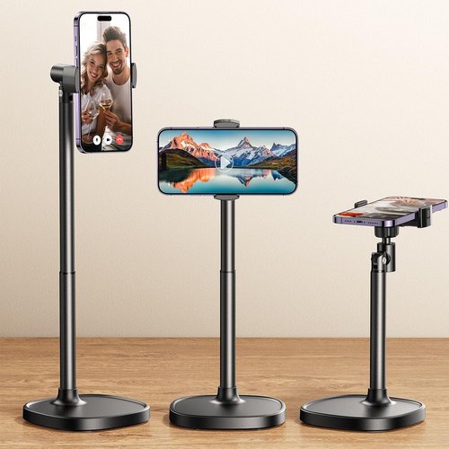 DIMONCOAT Adjustable Phone Stand - Aluminum Alloy Desk Holder for iPhone 17/16/15 Pro Max | Retractable Design