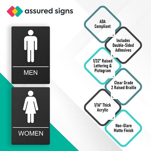 Restroom Sign for Business by [Brand Name] - ADA Compliant with Braille - 9” x 6” - Ideal for Office & Public Spaces