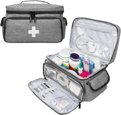 ALSLEA First Aid Bag - Portable Medical Supplies Organizer for Travel & Outdoor Use | Small Gray Design