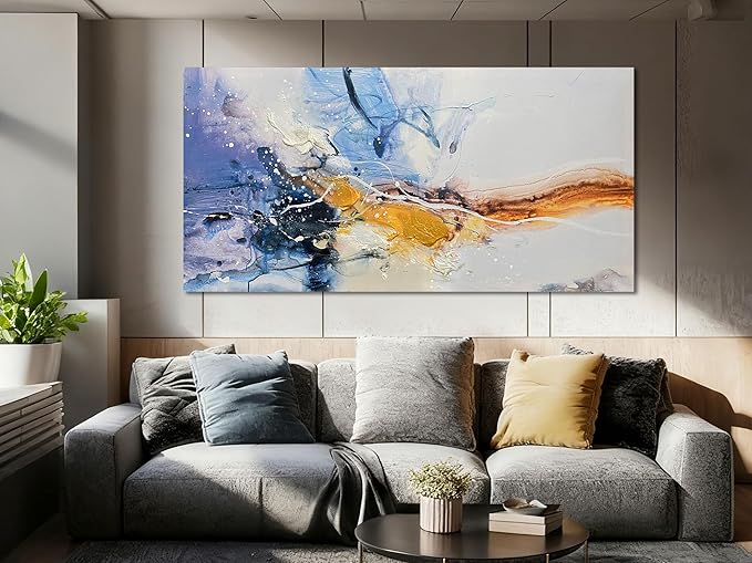 Ardemy Abstract Wall Art Extra Large Bedroom Canvas Wall Decor Living Room Modern Textured Pictures Paintings Artwork for Walls Kitchen Dining Room Home Office, 48"x24"