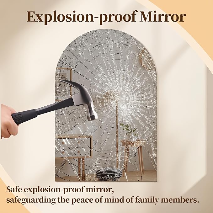 Niccy Arched Mirror, 21"x57" Arch Bathroom Mirror, Decorative Modern Mirrors for Bathroom, Bedroom, Living Room, Entryway, Frameless Vanity Mirror, Unique Wall Mounted
