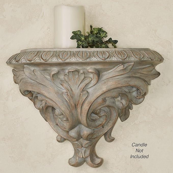 Touch of Class Clareville Gray Acanthus Leaf Wall Shelf