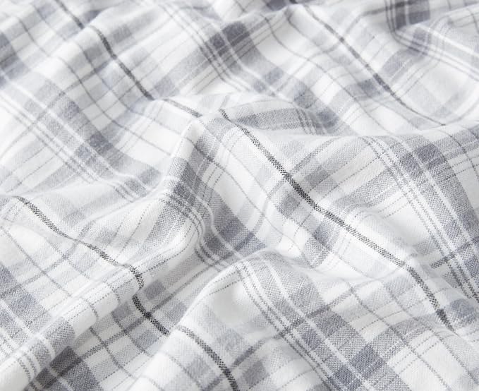Eddie Bauer - Flannel Sheets Full Size, Anti-Pilling & Wrinkle Resistant Cotton, Touchably Soft for All-Season Comfort - Bed Sheets with Matching Pillowcases & Fitted Sheet (Beacon Hill Ivory)