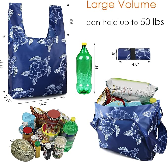 BeeGreen Reusable Grocery Bags Foldable 12 Pack Large Cute Totes - Heavy Duty Washable Holiday Cloth Gifts Bag with Handles, Reusable Gift Bulk Shopping Bags for Groceries for Women Animal Lover