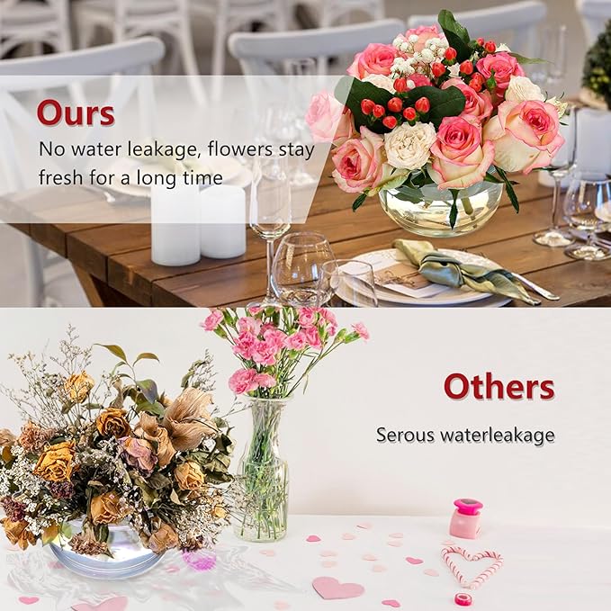 4PCS Acrylic Flower Vase for Centerpieces, 5.51" 12 Holes Clear Round Vase, for Wedding Birthday Party Table Decor Indoor/Outdoor Events