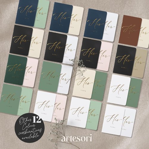 ARTESORI Wedding Vow Book - Soft Touch with Gold Engraving | 28 Lined Pages in Blush & Navy