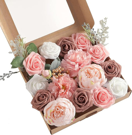 Artificial Flowers Combo, Fake Flowers for DIY Tables Centerpieces Baby Shower Bridal Shower Wedding Bouquet Arrangements Party Candle Holder Cake Decor Flower Home Decorations