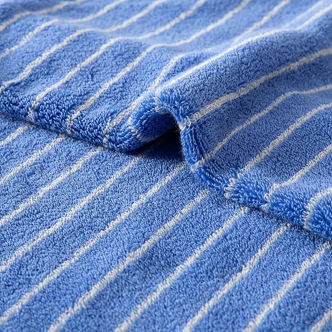 Blue Striped Hand Towels, Bathroom Hand Towel Set of 6, 13" By 29" - 100% Cotton | Quick Dry | Absorbent | Light Weight, Soft Face Towel for Showering & Guest, Luxury Towel Gift