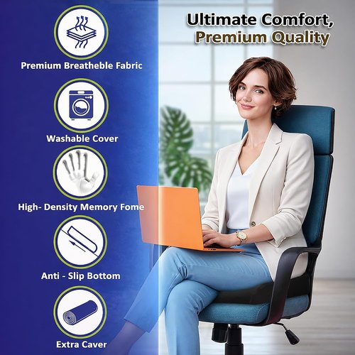Memory Foam Seat Cushion - Ergonomic Relief for Back, Coccyx & Sciatica Pain | Ideal for Car, Wheelchair & Stadium (Gray)