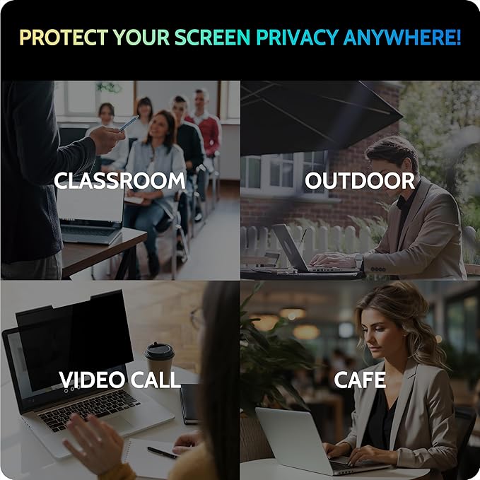 Peslv Magnetic Laptop Privacy Screen 14 inch for 16:10 Computer Monitor, 14" Removable Anti Glare Protector Blue Light Filter Shield Compatible with Lenovo Hp Dell Acer Asus Thinkpad Envy Xps