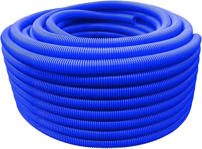 Flexible Polyethylene HDPE Non-Split Corrugated Wire Loom Tubing (Blue, 2" Dia. x 100 ft)