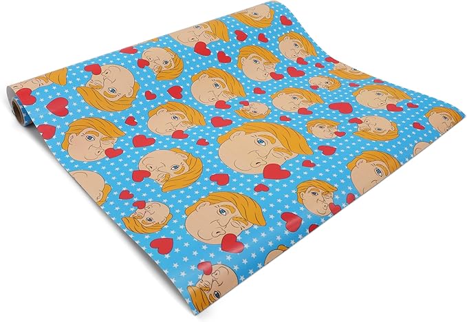 GOOFBALLS Hilarious Wrapping Paper Roll – Funny Gift Wrap for Birthdays, Holidays, White Elephant, Gag Gifts - Trump Kisses