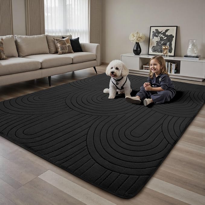 Sour Lemon 6x9 Area Rugs for Living Room,Soft Large Area Rug Modern Annualrings Rugs Machine Washable Area Rug,Non-Slip Rug Carpet for Bedroom Under Dining Table Home Office Decor