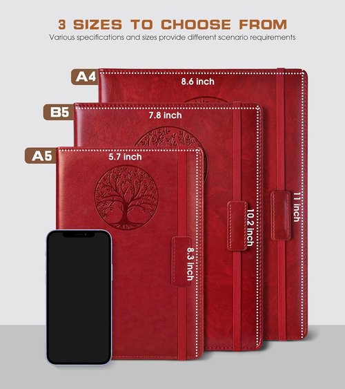 Biuwory Leather Hardcover Journal - 256 Pages A4 Notebook for Writing & Note Taking | Ideal for Travel & Business