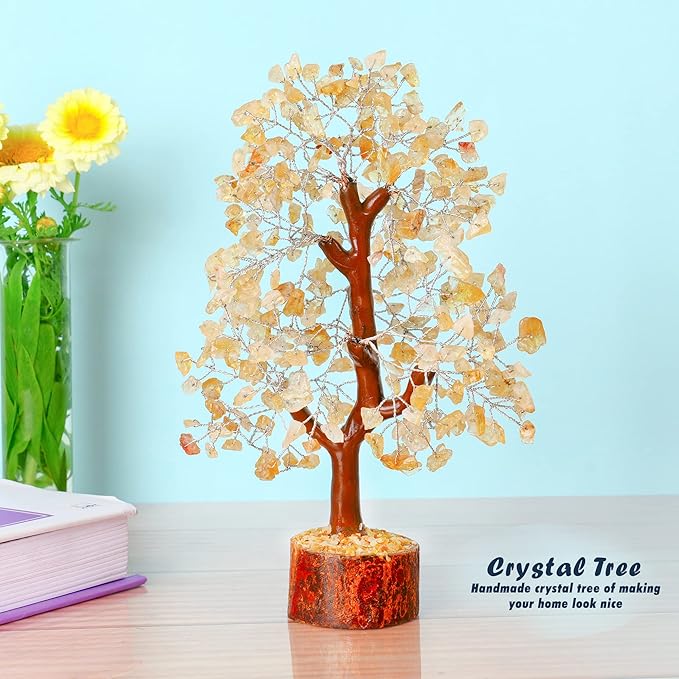 Citrine - Gemstone Tree - Feng Shui Money Tree - Crystal Tree for Positive Energy - Money Crystal Stone - Crystal Tree - Spiritual Gift - Good Table Decor - Bonsai Tree - Positive Energy