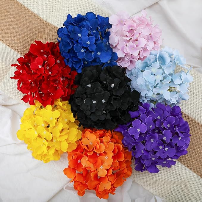 Fake Blue Hydrangea Artificial Flowers - Faux Silk Hydrangeas Flowers Heads with Stems Real Touch for Home Wedding Party Table Decor(Royal Blue,Pack of 10)