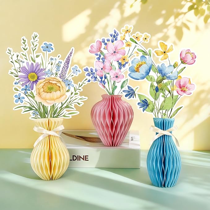 12PCS Wildflower Honeycomb Centerpiece Table Decorations Flower Centerpieces for Tables Wildflower Party Decorations for Birthday Baby Shower Wedding Spring Mothers Day Graduation Garden Party