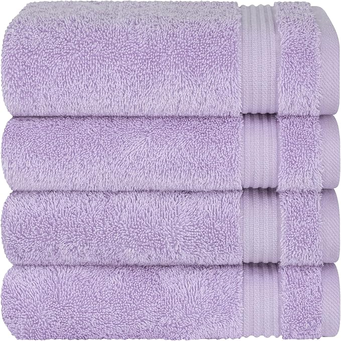 Cotton Paradise 100% Cotton Turkish Towel Set, Soft Absorbent Quick Dry, 4 Piece Hand Towel Set, Lilac