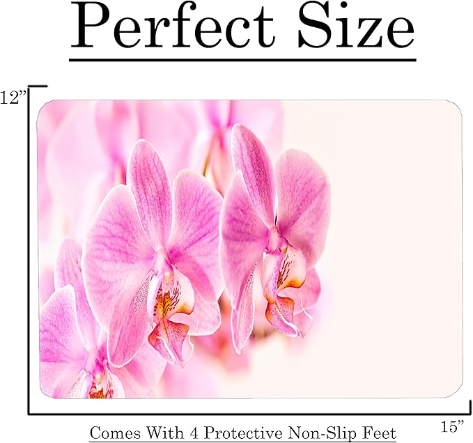 Orchid Floral Pattern Flower Love Kitchen Glass Cutting Board Decorative Valentine's Mother's Day Gift For Her Flowers (Orchid)