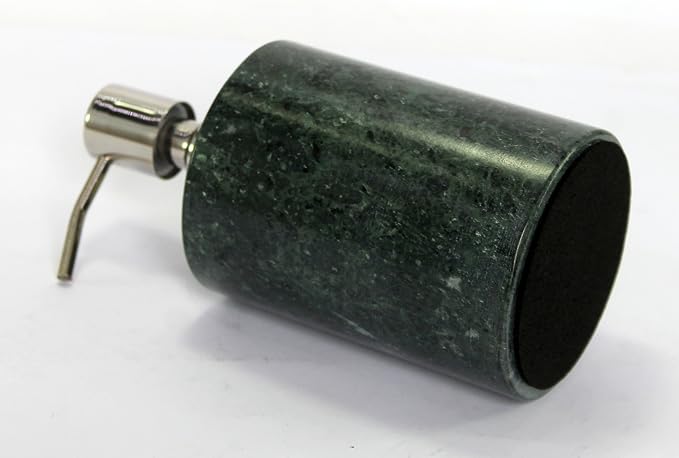 KLEO Soap/Lotion Dispenser - Made of Natural Stone in Green Color - Luxury Bathroom Accessories Bath Set (Green)