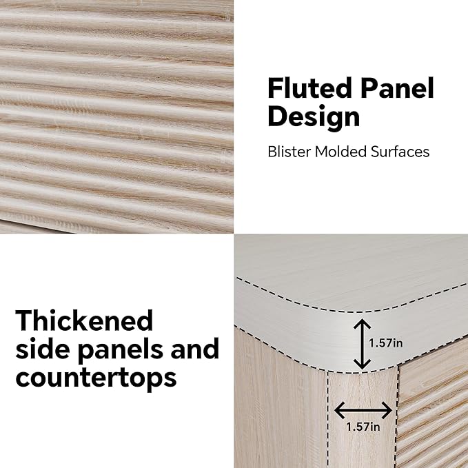 FUSUNBAO Fluted 6 Drawer Dresser, Modern Wood Dresser for Bedroom,TV Stand,Thickened Curved Profile Design,Bedroom,Entryway,Wood Drawer Organizer(Natural Oak)