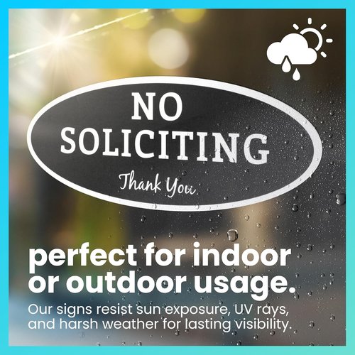 ExcelMark No Soliciting Sign - Durable Indoor/Outdoor Use | UV & Weather Resistant - Medium 2.8"x7", Black