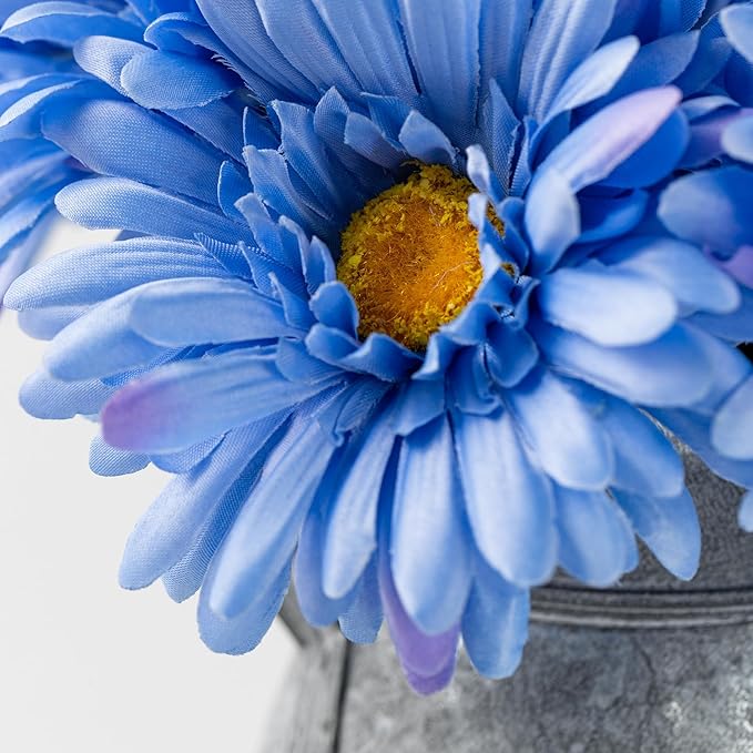 TOPIA Artificial African Daisies Flowers African Daisy Silk Flowers Artificial Gerbera Daisies Pack of 10 (Blue)
