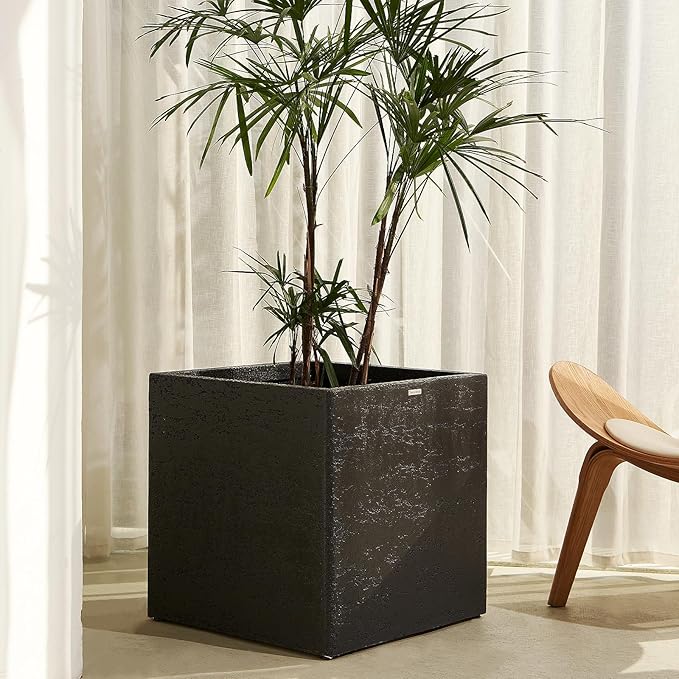 20 Inch Square Concrete Planter（20Lx20Wx20H，48 Pounds）,Durable All-Weather Use with Drainage Holes,Large Square Planter for Outdoor Indoor Plants