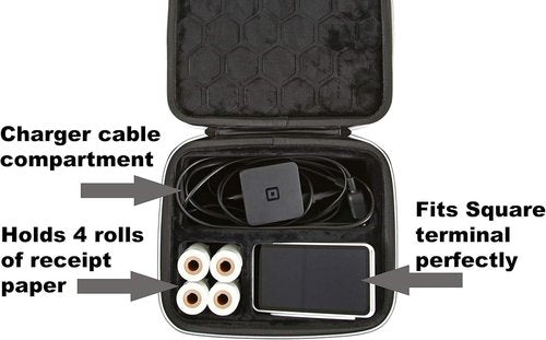 2TUFF Square Reader Case - Durable Travel Printer Carry Case for Square Terminal & 4 Card Rolls