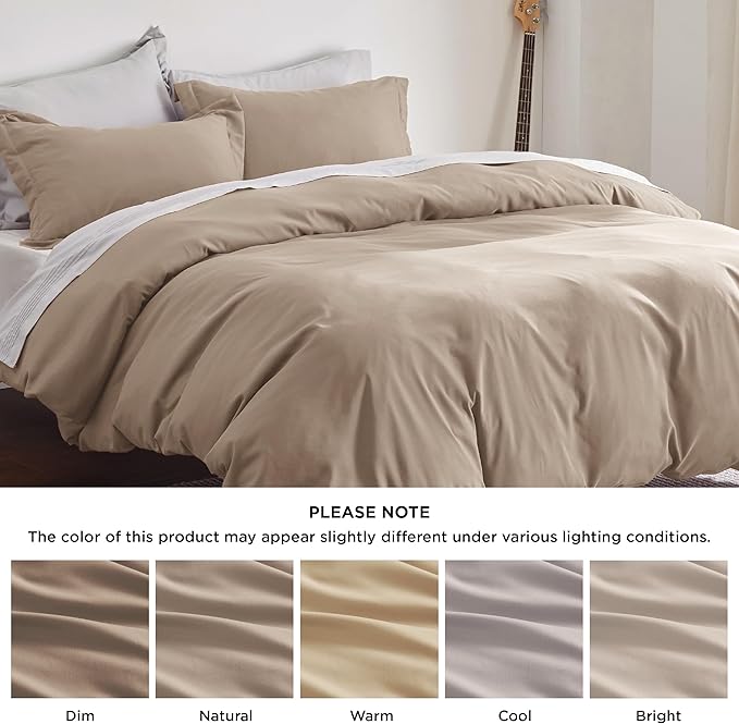 Bedsure Duvet Cover Queen Size - Soft Double Brushed Bedding Set for Kids & Adults, Zipper Closure, 3 Pieces, Includes 1 Duvet Cover (90"x90") & 2 Pillow Shams, NO Comforter, Hazel