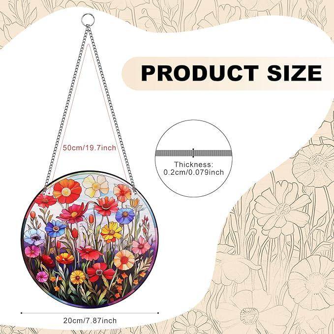 Stained Acrylic Window Handing Ornaments,Floral Suncatcher for Home Decor,Christmas,Thanksgiving Day,Mother's Day Birthday Gift for Women and Mom