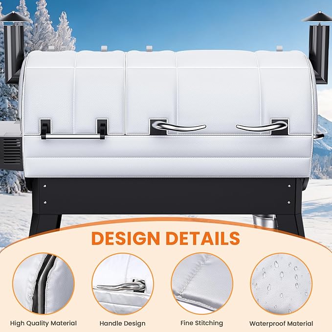 Grill Insulation Blanket for recteq DualFire 1200 Wood Pellet Smoker Grill, Insulated Blanket Replacement for recteq DualFire 1200 Pellet Grill, Pellet Grill Blanket, Save Heat for Winter Cooking