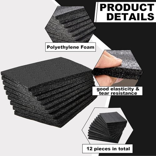 Frienda Polyethylene Foam Sheet - 12 Pcs Thick Black Packing Inserts | Customizable 12" x 8" x 0.5" for DIY Projects