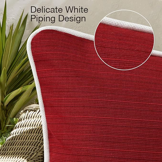Unimatta Decorative Outdoor Water Repellent Throw Pillows with Inserts, Set of 4, 20" x20" Pillows for Patio, Backyard, Bed, Couch, and Patio Furniture, Red