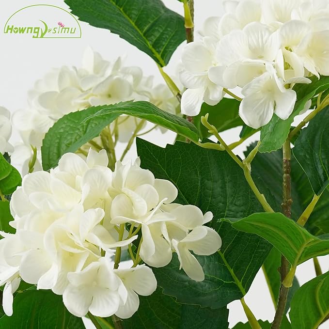 Artificial Hydrangea Tree 2 Pack, 3FT Faux Hydrangea Plant in Pot with White Flowers, Greenery Potted Plant for Indoor Outdoor Office Home Porch Decor, White