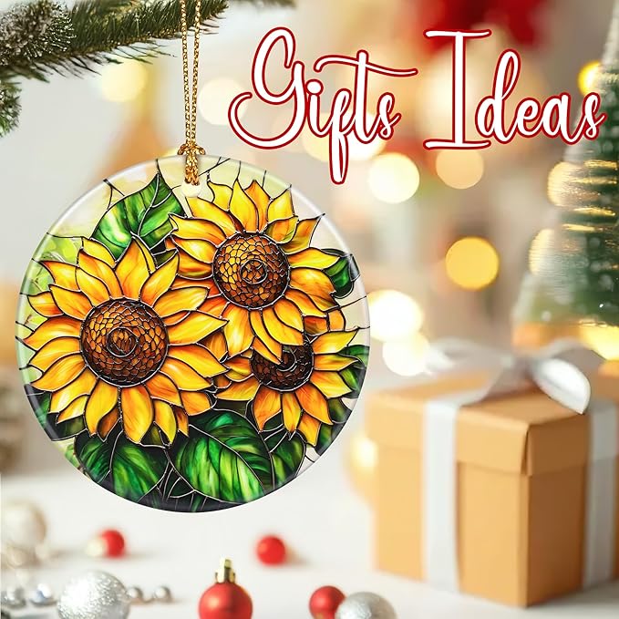 Christmas Ornaments, Sunflower Ornament, Christmas Tree Decorations, Holiday Decorations, Holiday Ornaments, Sunflower Gifts, Flowers Lovers Gift, Holiday Party Gifts, and Xmas Gift Ideas
