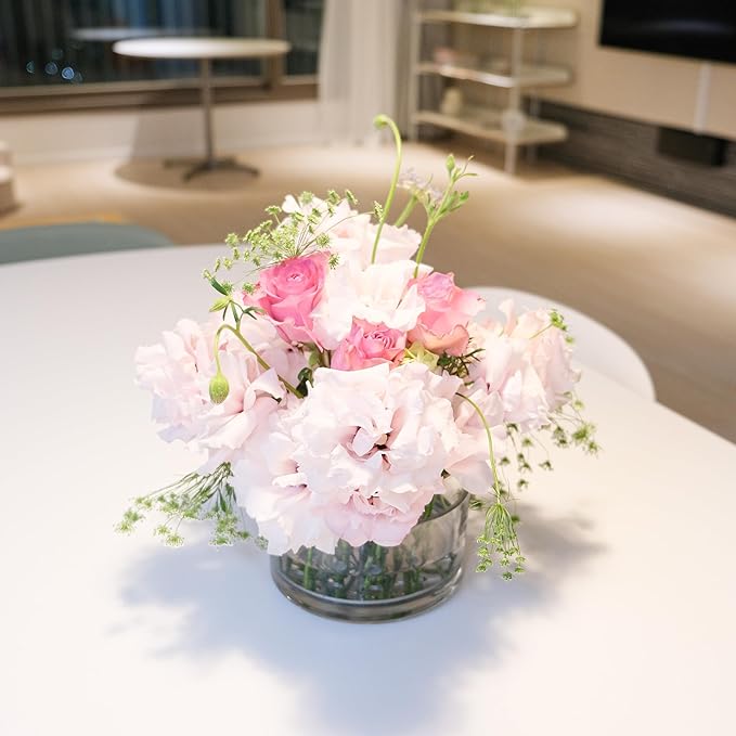 Ikebana Vase – Round Medium, Stainless Steel Stand, Luxury Modern Decorative Vase for Home, Table Centerpiece, Office