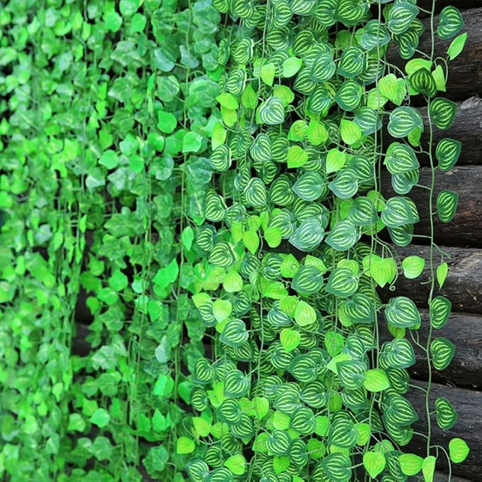 84 feet Artificial Vines Greenery Garland Fake Hanging Leaves Faux Foliage Plants for Wedding Party Garden Home Kitchen Office Wall Decorations (Watermelon/12 Strands)
