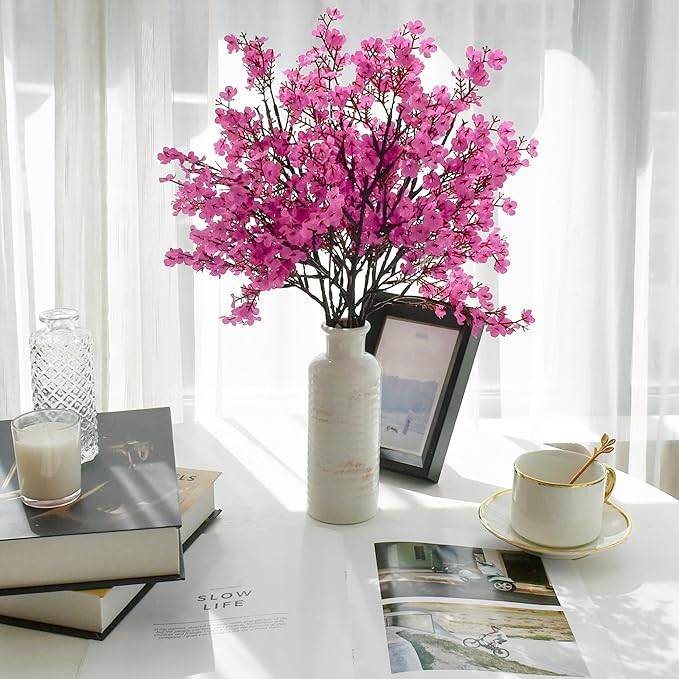 Mandy's Lavender Artificial Baby’s Breath European Flowers 6 Bundles Silk Gypsophila with Bendable Stems for Fall Thanksgiving & Christmas Centerpiece Wedding Decor and Table Arrangements