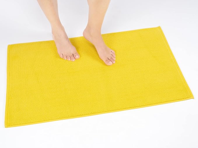 Cotton Paradise 100% Cotton Turkish Bathmat Rug, Soft Absorbent Quick Dry Non Slip, 17x24 Bathmat Rug, Yellow
