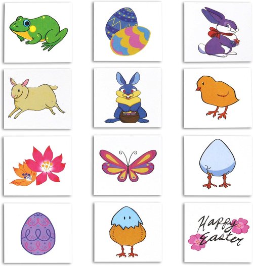 JOYIN Easter Crafts Kit - 500 Stickers, 144 Adhesive Shapes, 60 Temporary Tattoos & 6 Stampers | Over 700 Pieces for Egg Basket Stuffers