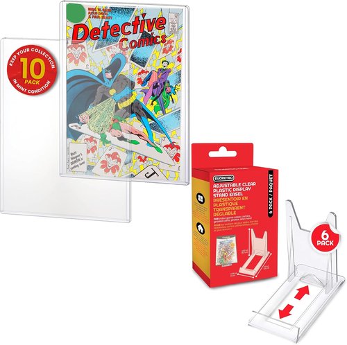 EVORETRO Comic Book Toploader - Adjustable Acrylic Display Stand for Current & Silver Age Comics | 10-Pack