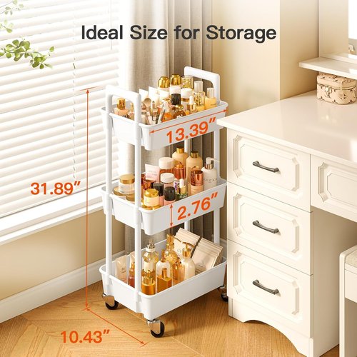 Pipishell 3-Tier Rolling Metal Utility Cart - Versatile Mesh Organization Cart (2 PCS)