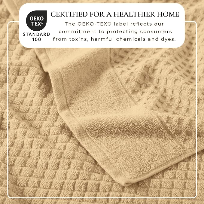 Great Bay Home Hand Towels - 100% Cotton 6 Pack 26x16 Hand Towel Set - Absorbent, Durable, Quick-Dry Towels for Bathroom (Oatmeal)