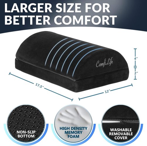 ComfiLife Foot Rest - Adjustable Height Memory Foam Stool for Ergonomic Comfort | Black