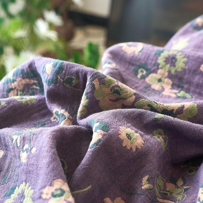 mixinni Vintage Floral Duvet Cover Queen Set - Purple & Green Reversible Jacquard, 100% Yarn-Dyed Double-Layer Cotton, Breathable Luxury Bedding (3-Piece, Includes 2 Pillowcases) Farmhouse & Bohemian