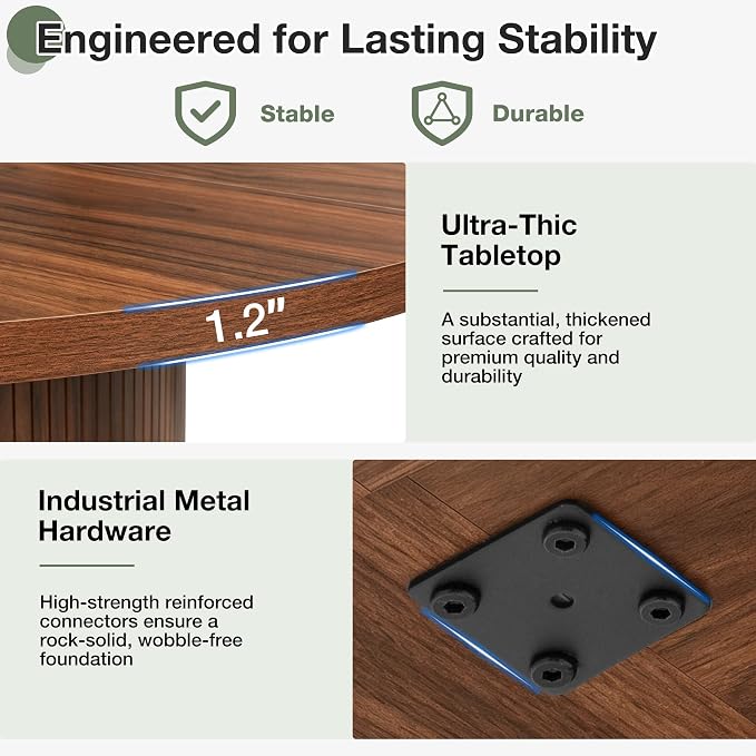 47" Round Dining Table for 4-6, Space-Saving Dining Room Table with Core Rolling Shutter Storage Shelf and Thick Tabletop, Wood Grain Dinner Table for Kitchen, Dining Room, Living Room, Walnut